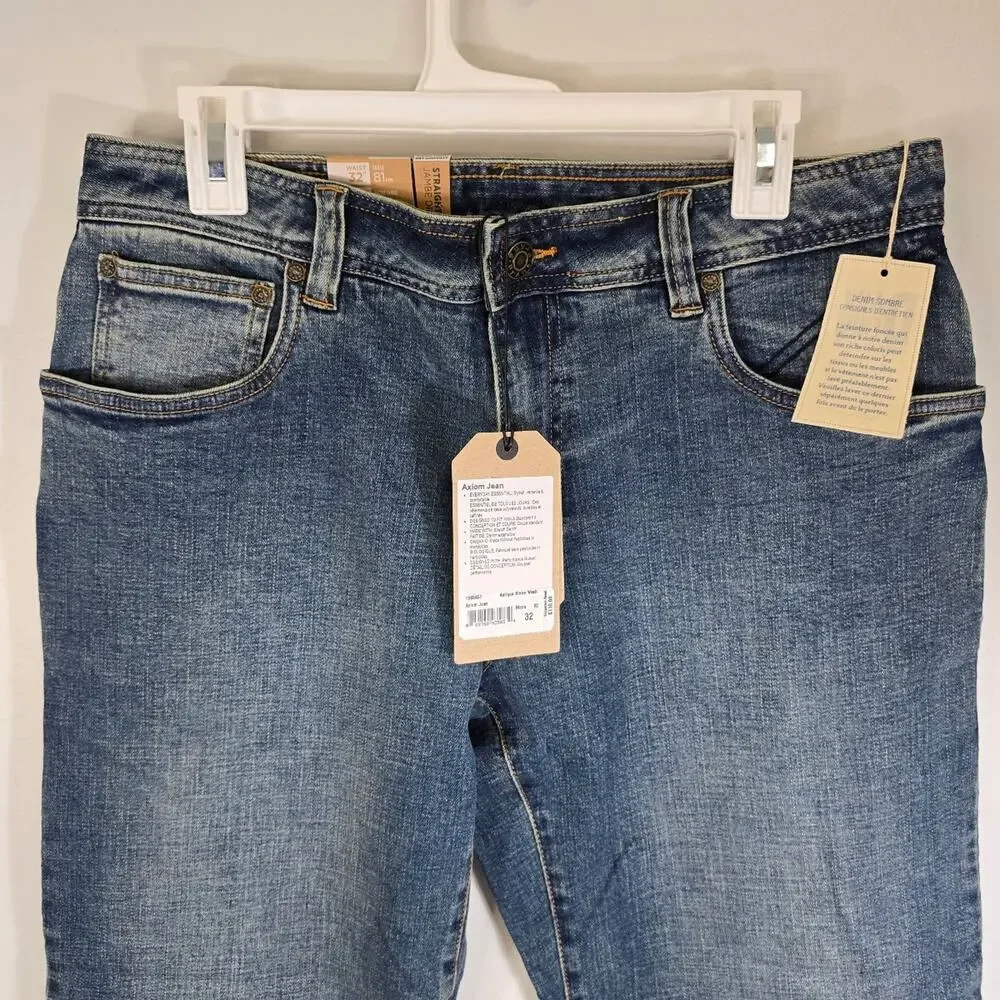 Prana Axiom jean Men's Classic Straight Leg Blue Denim Jeans 32 x 32 NWT